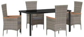vidaXL Kert étkező szett párnával 5 pcs Szürke Porszórt acél