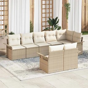 Kerti Kanapé Szett párnával tárolóval 8 pcs Bézs Poli rattan