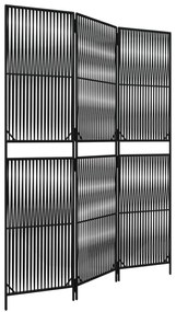 fekete 3-paneles polyrattan térelválasztó