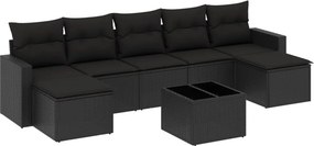vidaXL 8 részes fekete polyrattan kerti ülőgarnitúra párnákkal