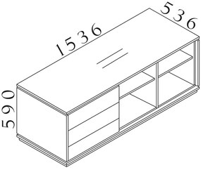 Alkotó konténer 153,6 x 53,6 cm, 3 modulos, fehér / antracit