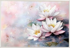 Poszter Keret Alumínium Természet Víz Virágok Nenufary Vízi Liliom 60x40