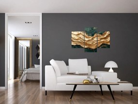 Kép - Zöld absztrakció arannyal II. (90x60 cm)