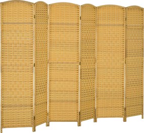 HOMCOM 6 Paneles Hajtható Szobaelválasztó 270x180 cm Privát Képernyő Elkülönítő Irodához Hálószobához Természetes Fa | Aosom