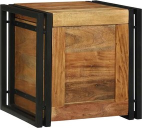 vidaXL Tároló Doboz Barna és fekete 40 x 40 x 40 cm Tömör Akácfa