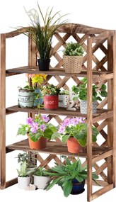 Outsunny Virágállvány Virágpolc Növényállvány Virágbútor 3 Szintes Fenyőfából (Model8) | Aosom
