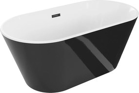 Luxury Flavia szabadon álló fürdökád akril  150 x 75 cm, fehér/fekete,  leeresztö   fekete - 54031507575-B Térben álló kád
