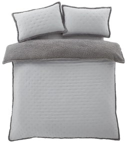 Szürke kétszemélyes-hosszabbított sherpa ágyneműhuzat 230x220 cm Cosy Nori – Catherine Lansfield