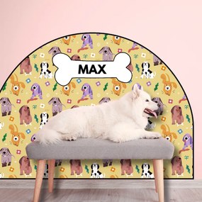 PIPPER. Védő textil falmatrica – Ív – Színes kutyák Méret: 120x96cm, Indíték: névvel