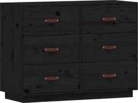 vidaXL fekete tömör fenyőfa tálalószekrény 100 x 40 x 75 cm