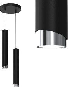 Függő Mennyezeti Lámpa Fém Henger GU10 Loft Spot Fekete Króm