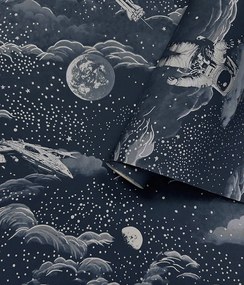 Holden Decor Adventure Awaits Lost In Space ezüst-sötétkék világűr mintás papír tapéta – 14051