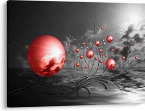 Piros gömbök képe (70x50 cm)