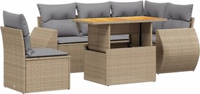 vidaXL 6 részes bézs polyrattan kerti ülőgarnitúra párnával