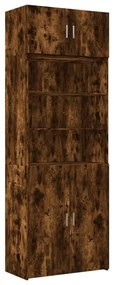 füstös tölgy színű szerelt fa tárolószekrény 80 x 42,5 x 225 cm