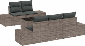 vidaXL Kerti Kanapé Szett párnával 6 pcs Szürke polirattan