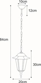 KAJA K-5009H CZARNY STANDARD Fekete Színű Kültéri Függeszték 1xE27 15W IP44
