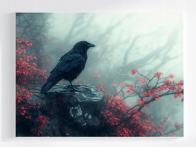 Vászonkép Canvas Madár Holló Köd Ősz Szikla Természet 100x75