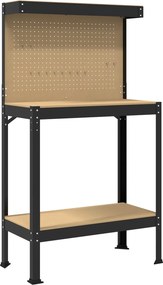 vidaXL Munkapad polcokkal Fekete 81 x 41 x 145 cm Mérnöki fa és fém