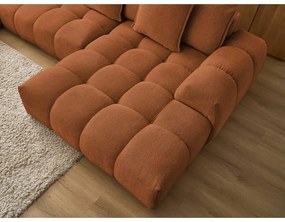 Terrakotta színű zsenília kinyitható-tárolóhelyes sarokkanapé (bal oldali-U alakú) Everest – Bobochic Paris