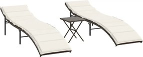 vidaXL 2 db barna polyrattan napozóágy asztallal