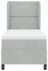 Boxspring Ágy Matrac Közép Szürke 80x200 cm Bársony
