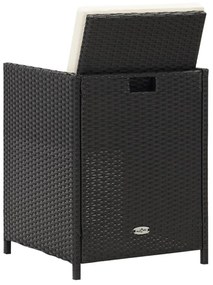 4 db fekete polyrattan kerti étkezőszék párnával