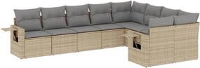 vidaXL 9 részes bézs polyrattan kerti ülőgarnitúra párnákkal