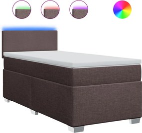 vidaXL sötétbarna szövet rugós ágy matraccal 90 x 190 cm