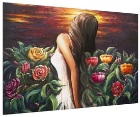 Hölgy és a virágok (90x60 cm)