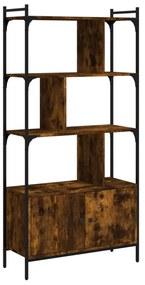 füstös tölgy szerelt fa könyvespolc ajtókkal 76,5x30x154,5 cm
