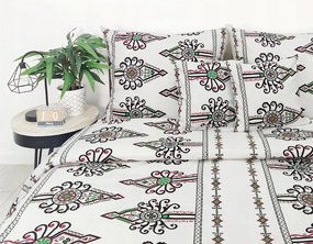 Ágyneműhuzat Prémium pamut párnahuzat fehér mintás 22189 220X200 Zakopane