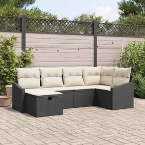 Kerti Kanapé Szett 6 pcs Fekete 55 x 62 x 69 cm Poli rattan