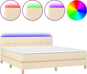 vidaXL krémszínű szövet rugós és LED-es ágy matraccal 180 x 200 cm