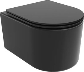 Mexen Sofia Rimless WC csésze lassan záródó slim duroplast ülőkével, fekete matt - 30541085