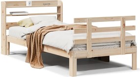 vidaXL tömör fenyőfa ágykeret fejtámlával 90 x 190 cm
