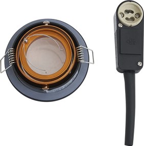 6 darabos modern, süllyesztett spotlámpa szett fekete és arany színben, forgatható és dönthető, IP44 - Chuck