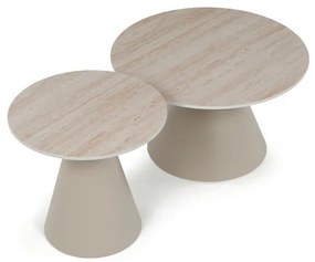 Dohányzóasztal 70×70×40,5 cm, Kerámia Travertin. CT-F4118 TRV