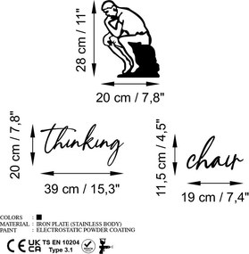 Thinking fém faldekoráció, 20×28 cm
