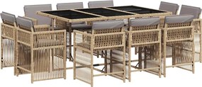 vidaXL 11részes vegyes bézs polyrattan kerti étkezőgarnitúra párnákkal