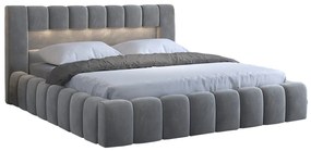 Franciaágy 140 cm Luxa (szürke) (ágyráccal, matraccal és LED-del). 1041558