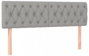 világosszürke szövet rugós és LED-es ágy matraccal 160x200 cm