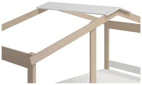 Fehér-natúr színű házikó alakú gyerekágy borovi fenyő dekorral 90x190 cm Angel – Marckeric