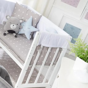 Fehér bölcső tárolóhellyel és baldachinnal 90x45 cm Indibär – Roba