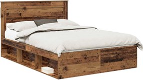 vidaXL Ágykeret fejtámlával Öreg fa 150 x 200 cm Tömör fenyőfa