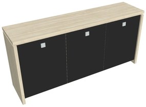 Verno alacsony szekrény 188 x 46 x 90 cm, üvegajtó, akác / fekete