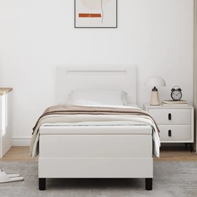 Boxspring Ágy Matraccal - Fehér 100x200 cm Műbőrből.