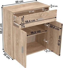 Komód, sonoma tölgy, ADELI TYP 2
