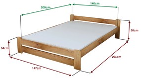 Emily ágy 140x200 cm, égerfa Ágyrács: Lamellás ágyrács, Matrac: Coco Maxi 19 cm matrac