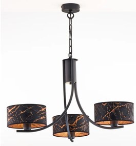 Jupiter 2106- láncon függő csillár ARTHUR 3xE27/15W/230V fekete/narancssárga/márvány dekor
